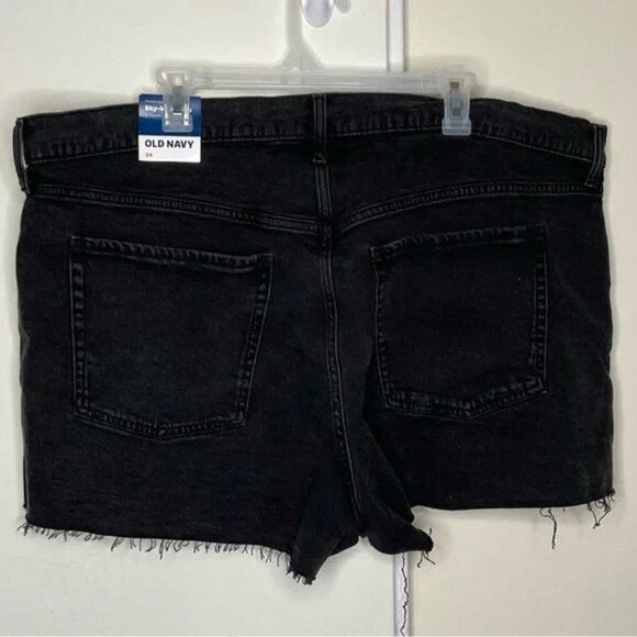 Old Navy Size 24 Shorts Black HIGH RISE SKY HI A-LINE CUT OFF Button Fly NWT - Picture 3 of 7